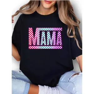 [100% Cotton] Checkered Mama Unisex Apparel Relaxed Fit Printed  Golf Gift T-Shirt For Men and Women