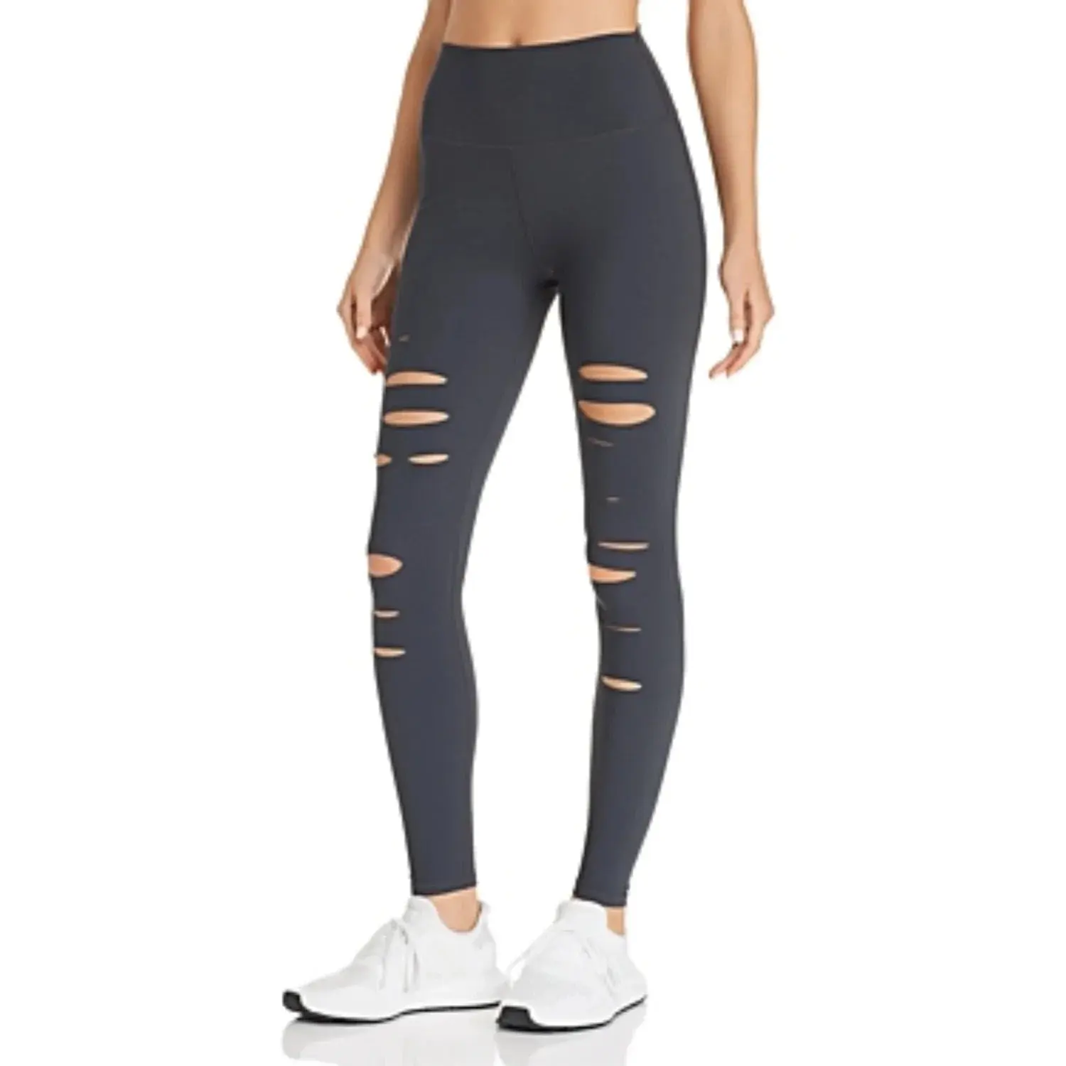 Alo Yoga High Waist Ripped Warrior Medium Cutout Active Leggings in Anthracite | Women's
