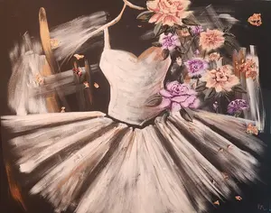 Ballerina with floral Signed Print Wall Art Home Decor