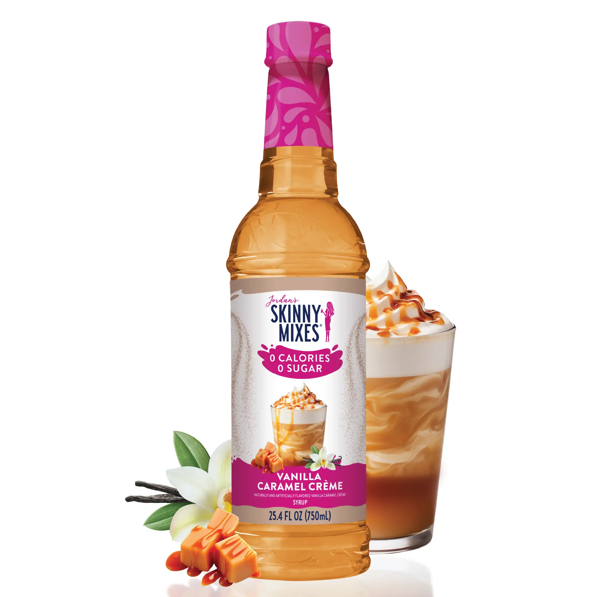 Skinny Mixes Sugar Free Vanilla Caramel Creme Syrup 35 FL OZ (975 mL) - Sweet Beverage Flavoring