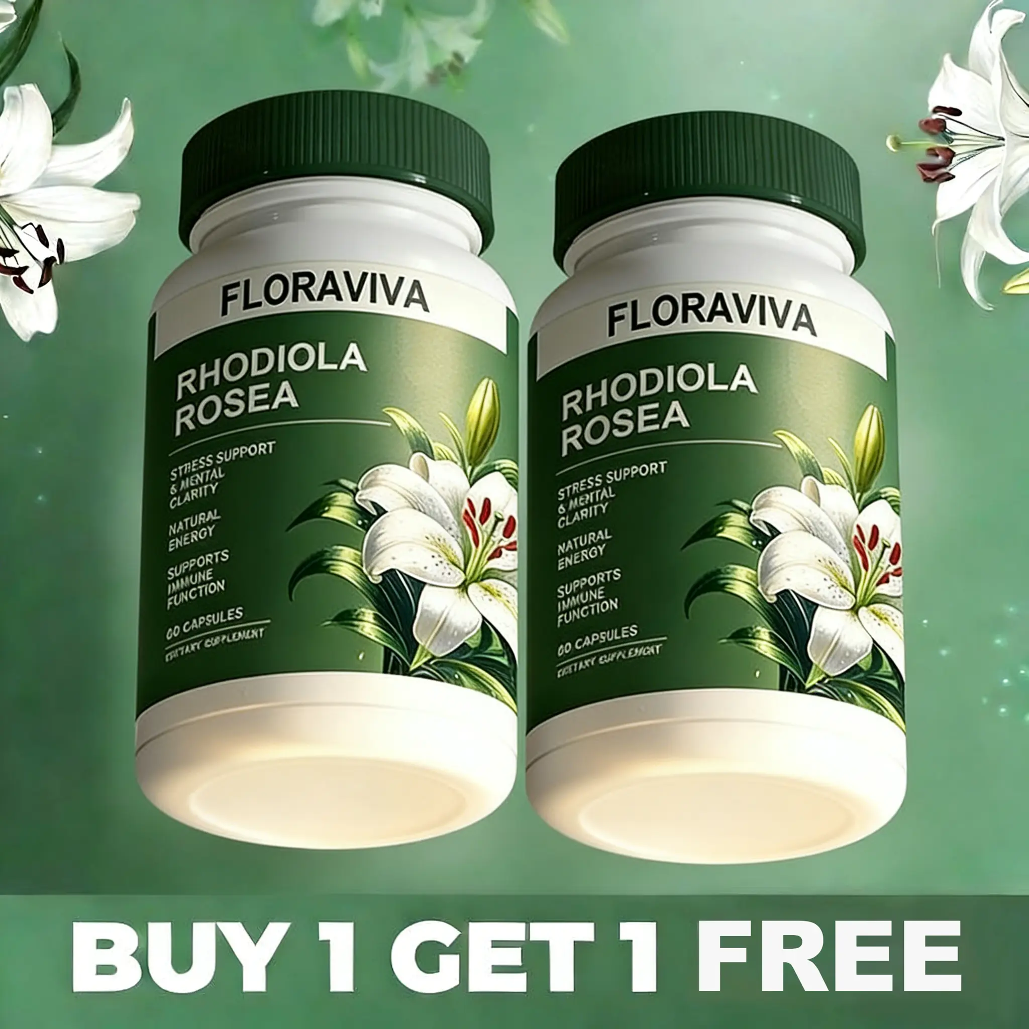 [BUY 1 GET 1 FREE PRODUCT] 2 Bottles Rhodiola Rosea Extract Edible Dietary Supplement Capsules - 500mg Natural Adaptogen Herbal Supplement for Stress, Energy Management & Body Health