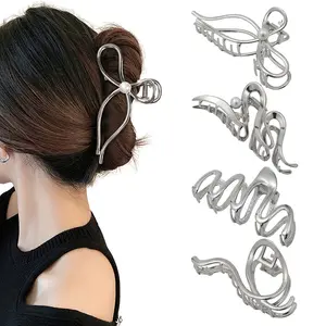 AWAYTR 4Pcs/Set Metal Hair Claw Clips Irregular Large Clips for Women Non-Slip Styling Accessories for Thick and Thin Hair