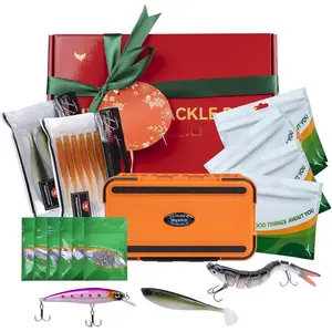 Fishing Lures Kit for Men Women, Soft  Tackle Box Set in Red  Box, Complete Fishing Gear with Pendant , for Freshwater Bass Trout Saltwater, Ideal  for Him Her Dad Mom