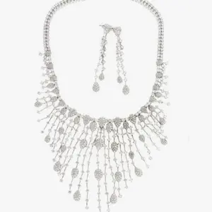 Alljoy Sumptuous Regal Necklace/Earring Set- All White CZs