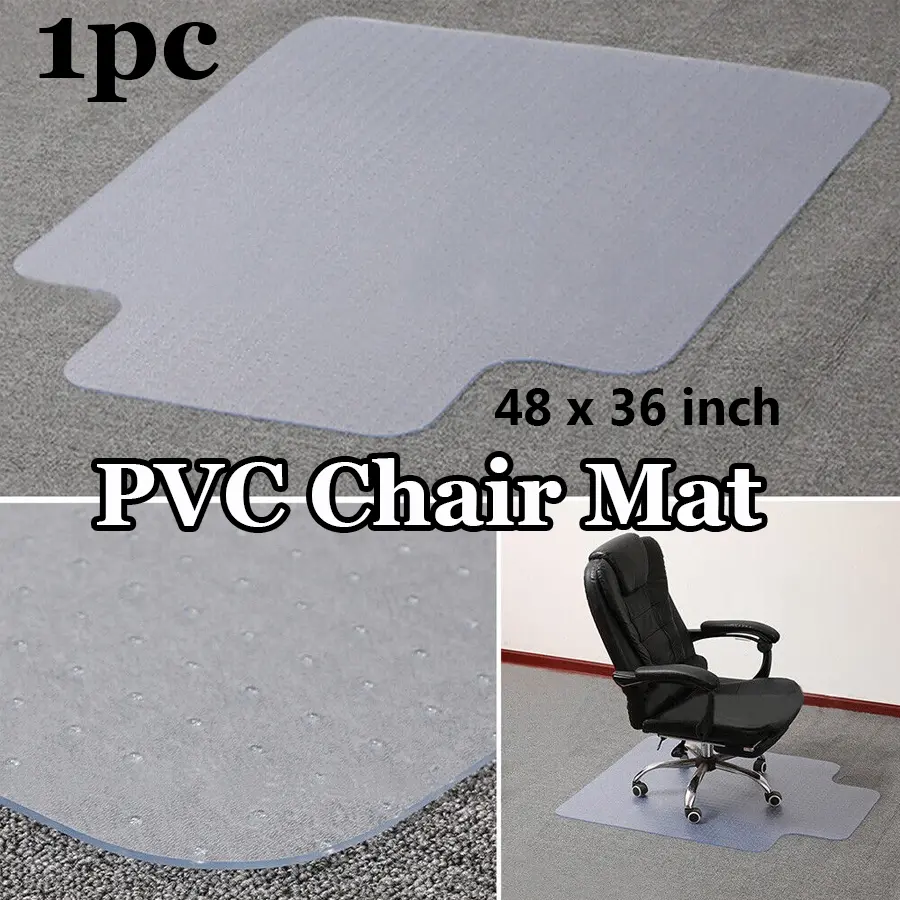 36x48" PVC Office Chair Mat – Anti-Slip, Stain-Resistant, Transparent Carpet Protector with Extended Lip, Easy-Clean Floor Cover for Home & Office