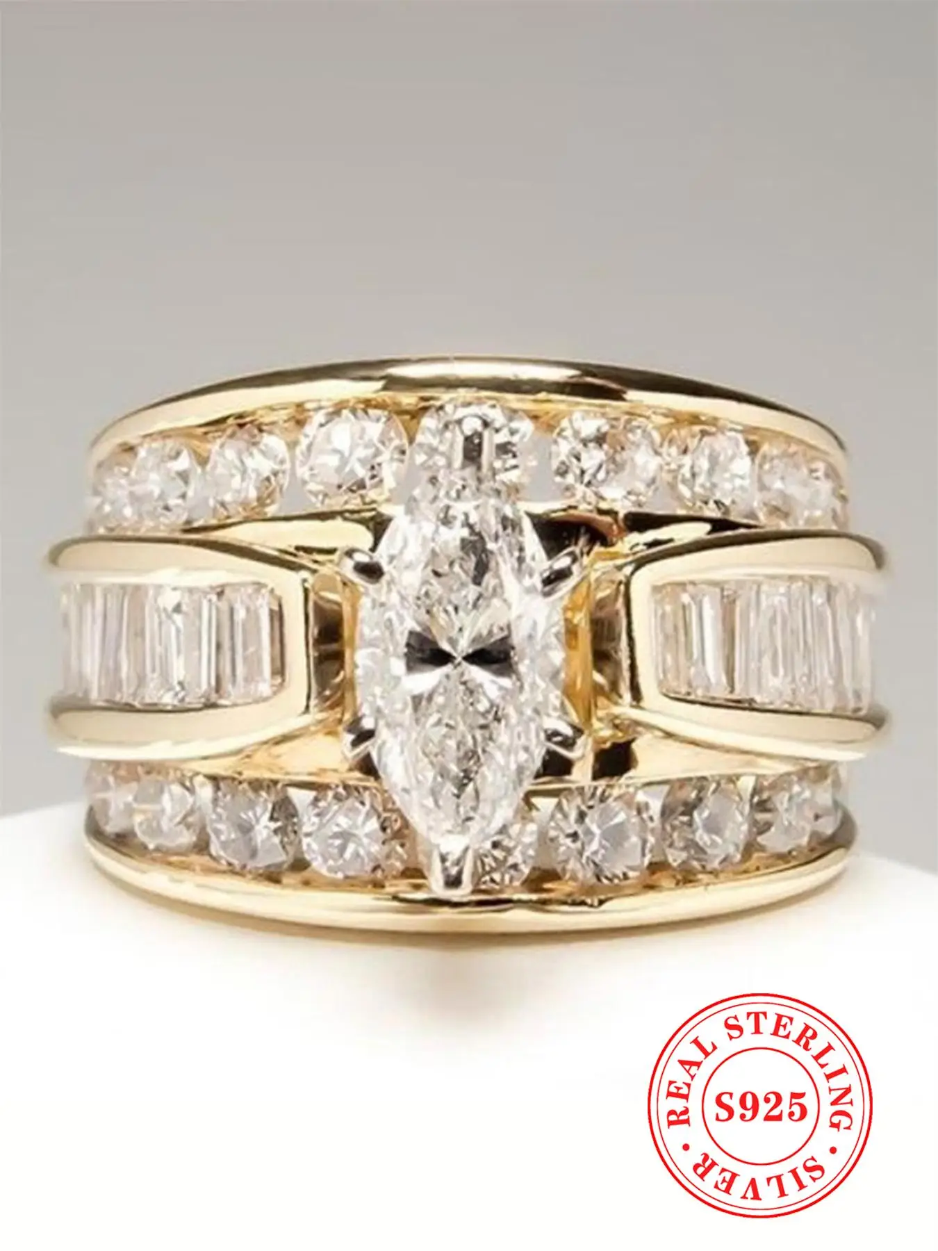 S925 Sterling Silver Elegant Glittering Layered Ring, Fashion Promise Ring for Women & Girls, Elegant Fashion Rings, Trendy All-match & Exquisite Jewe