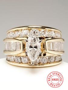 s925 sterling silver elegant glittering layered ring, fashion promise ring for women & girls, trendy all-match & exquisite jewelry for birthday gift 925 wedding ring for women