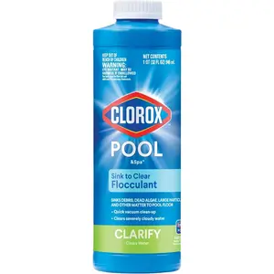 Clorox poolspa swimming pool sink to clear flocculant sinks debris dead algae large particles other matters to pool floor 1 quart