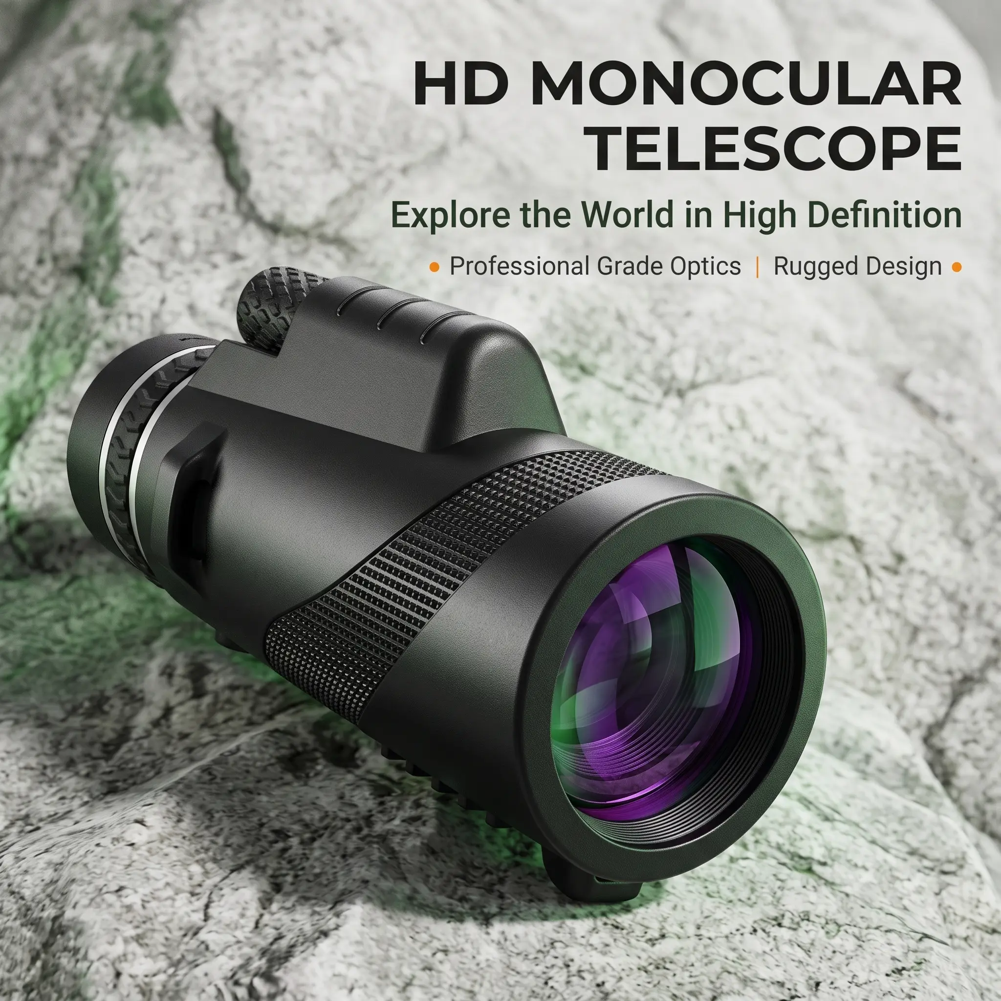 HD Single-Tube Monocular Telescope Lens with Tripod, Holder, Phone Adapter, High Contrast Waterproof Design, Universal Fit for Outdoor Camping, Hiking (Mobile Phone Accessory)