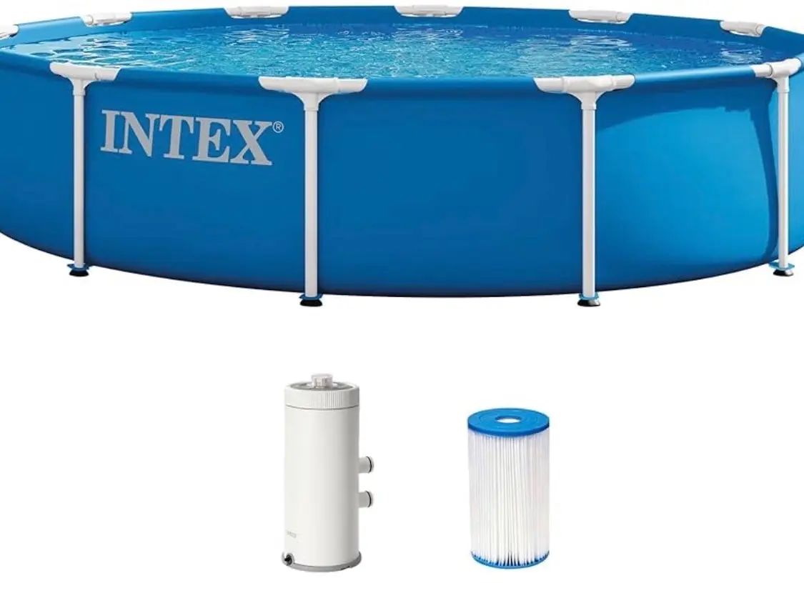 INTEX 28211EP 12Ft X 30In Metal Frame Above Ground Swimming Pool Set, Includes 530 GPH Cartridge Filter Pump, Puncture-Resistant Material, Rust Resistant, 1718 Gallon Capacity