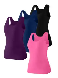 【Plus Size】 Solid Color Fitted Tank Top, Casual Everyday Wear Comfortable Sleeveless Top for Summer, Women's Plus Size Sleepwear & Loungewear for Daily Wear, Womenswear