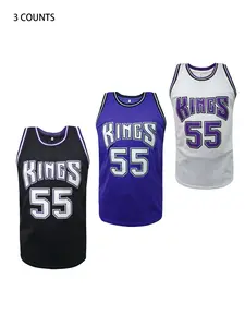High Quality Kings #55 Basketball Jersey, Loose Fit Breathable Knit Fabric, Embroidered Letters and Numbers Vest, Unisex Style,Perfect for Training and Competition,Outdoor Sports,Gift for Training,Thanksgiving,Christmas,New Year