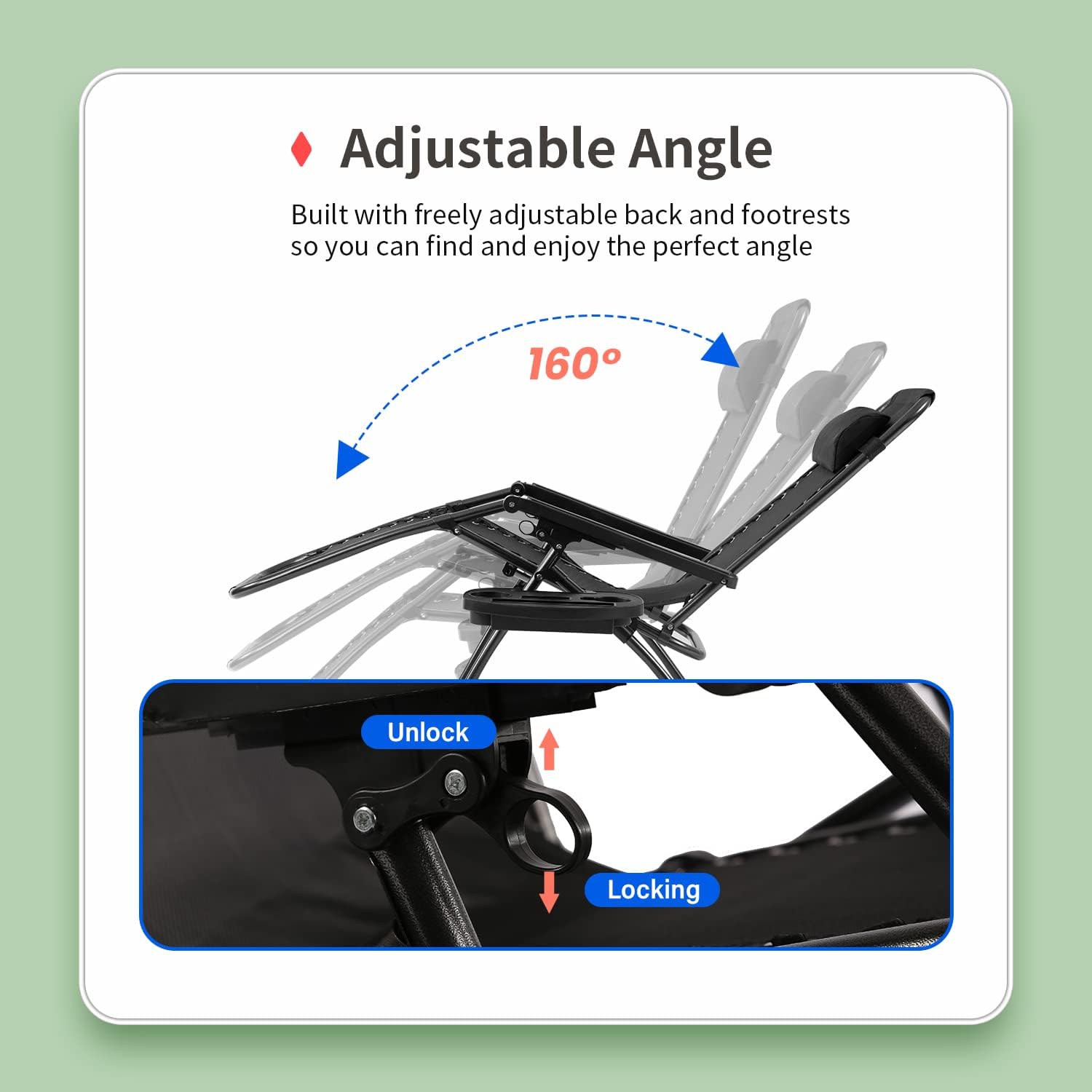 Zero-Gravity Reclining Patio Lounge Chairs  with Cup Holder, Textilene Fabric & Adjustable Headrest, Outdoor Folding Chairs for Garden, Pool, Backyard