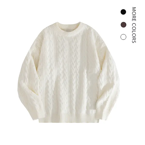 Women's Classic Twist Textured Long Sleeve Sweater Unisex Stylish Soild Knitted Crewneck Pullover Sweater Aesthetic Streetwear Versatile and Simple Jumper Sweater Casual Stretchy Fabric Knitwear Tops Personalized Menswear Fashion Plain Black Beige.NO:2414
