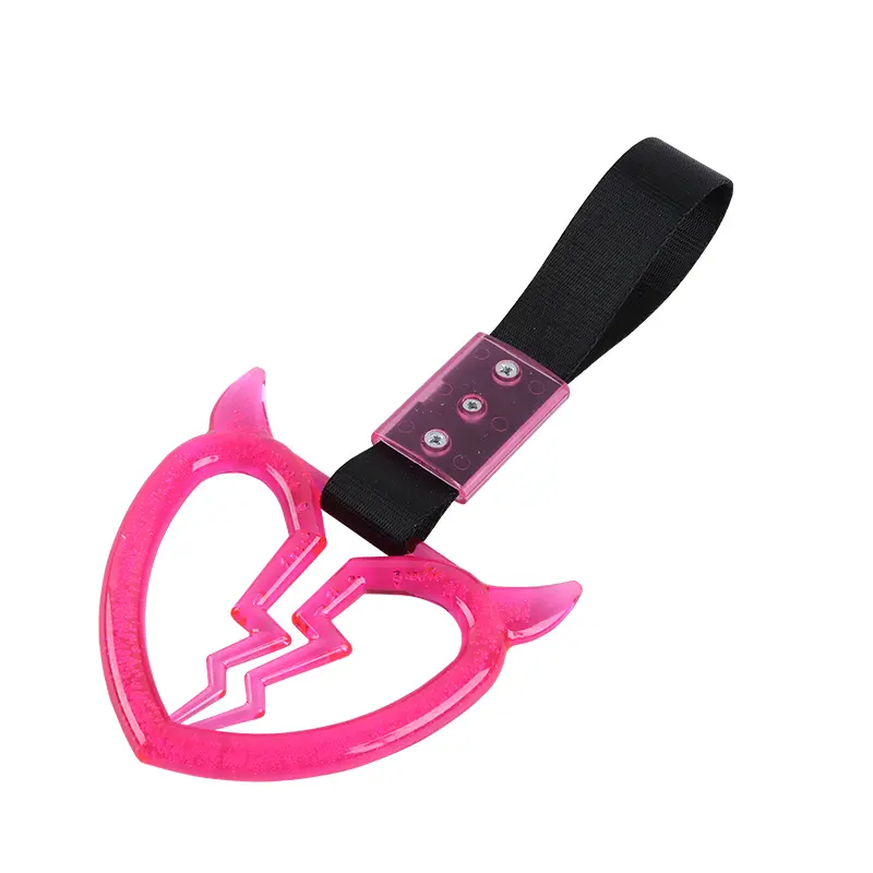 DEVIL BROKEN HEART PINK CRYSTAL BUBBLE TSURIKAWA RING SUBWAY TRAIN BUS HANDLE STRAP