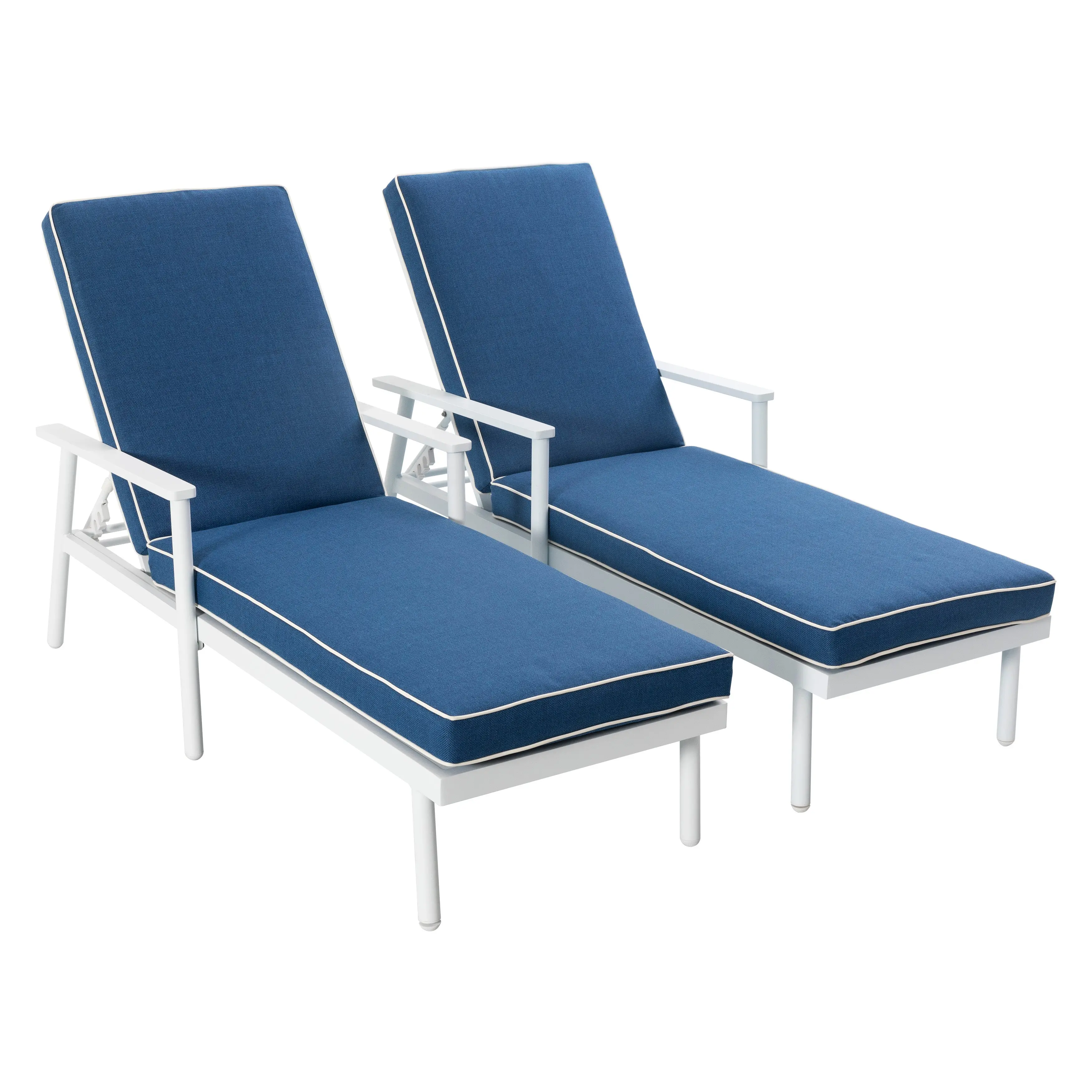Outdoor 2-Piece Aluminum Lounge Chairs with 6-Level Adjustment