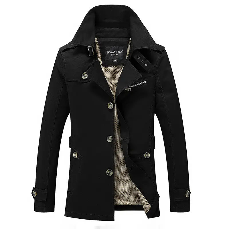 Men’s casual trench coat, slim-fit windproof jacket, vintage aristocratic style, autumn outerwear