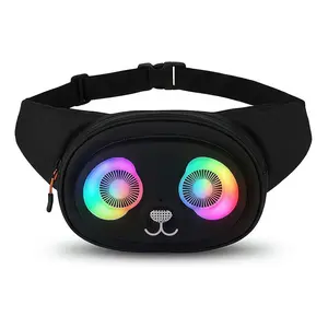 Gelrova Water-Resistant LED Fanny Pack with Bluetooth Speaker & Music Sync Lights – Splash-Proof Waist Bag with Quick-Release Strap for Outdoor, Festival & Travel