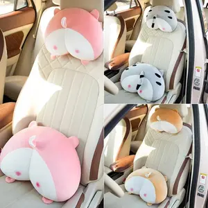 Plush Corgi Dog Butt Car Neck Pillow Cute Car Pillow Pig Butt Lumbar Support Set Creative Cartoon Car Neck Pillow Accessories