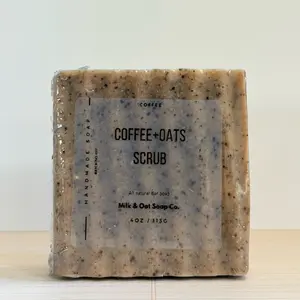 Coffee+Oats Soap Scrub - Deep-Cleansing Exfoliation with Shea Butter & Coffee Essential Oil for Soft Moisturized Skin