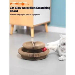 Interactive Cat Scratching Board with Bell-Ball Cat Scratching Board ,Cat Toy ,Recyclable Corrugated Cardboard Foldable Interactive Cat Scratching Board multifunctional pet