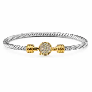 Pave Disc Cable Bangle