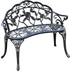 Cast Aluminium Outdoor Bench, Rose Garden Bench for Patio,Park,Lawn,Yard (Bronze)