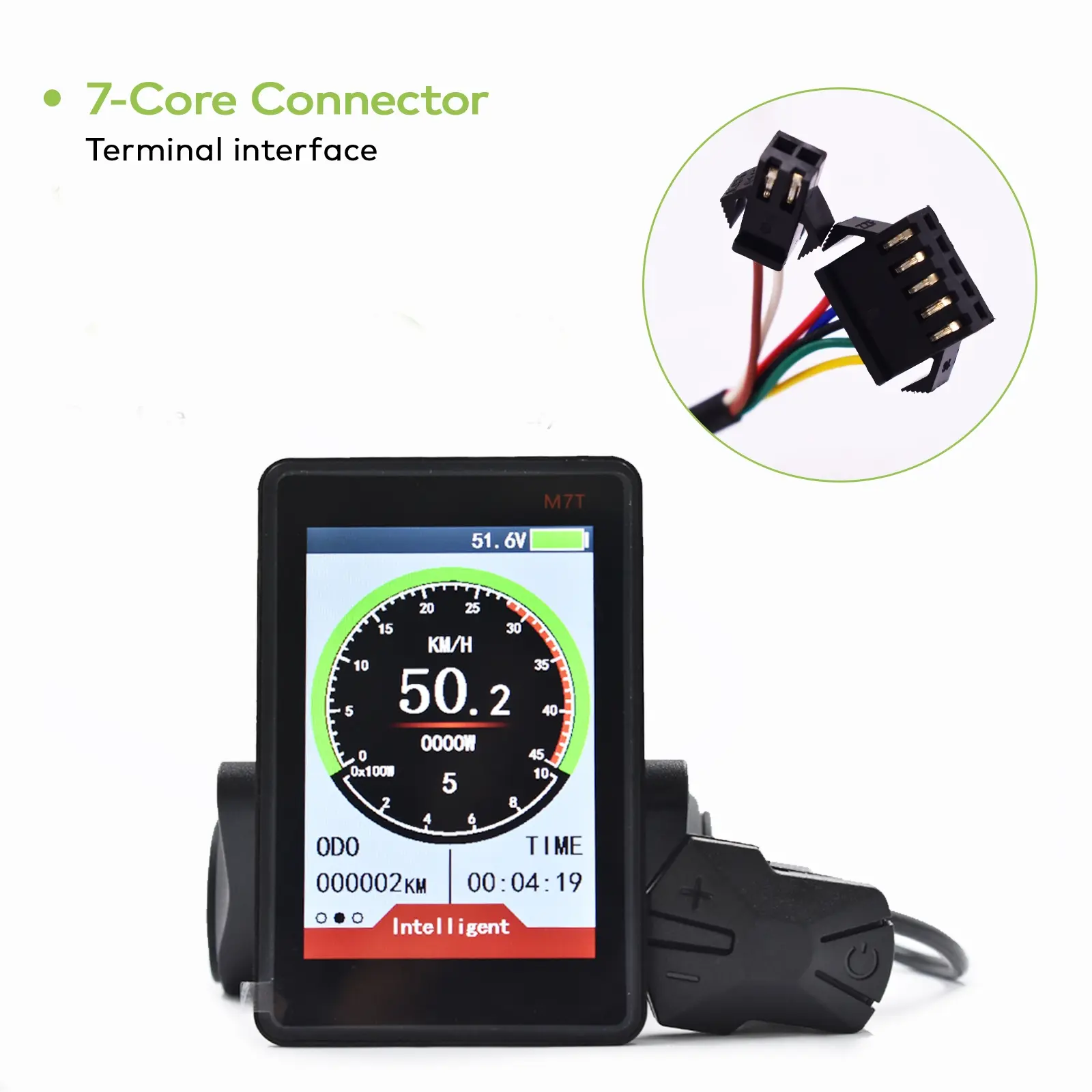 M7t Sm7pin Electric Bike Display, Speedometer Odometer, Wired Waterproof Controller Connection, Compatible with Various Waterproof E-Bike Controllers