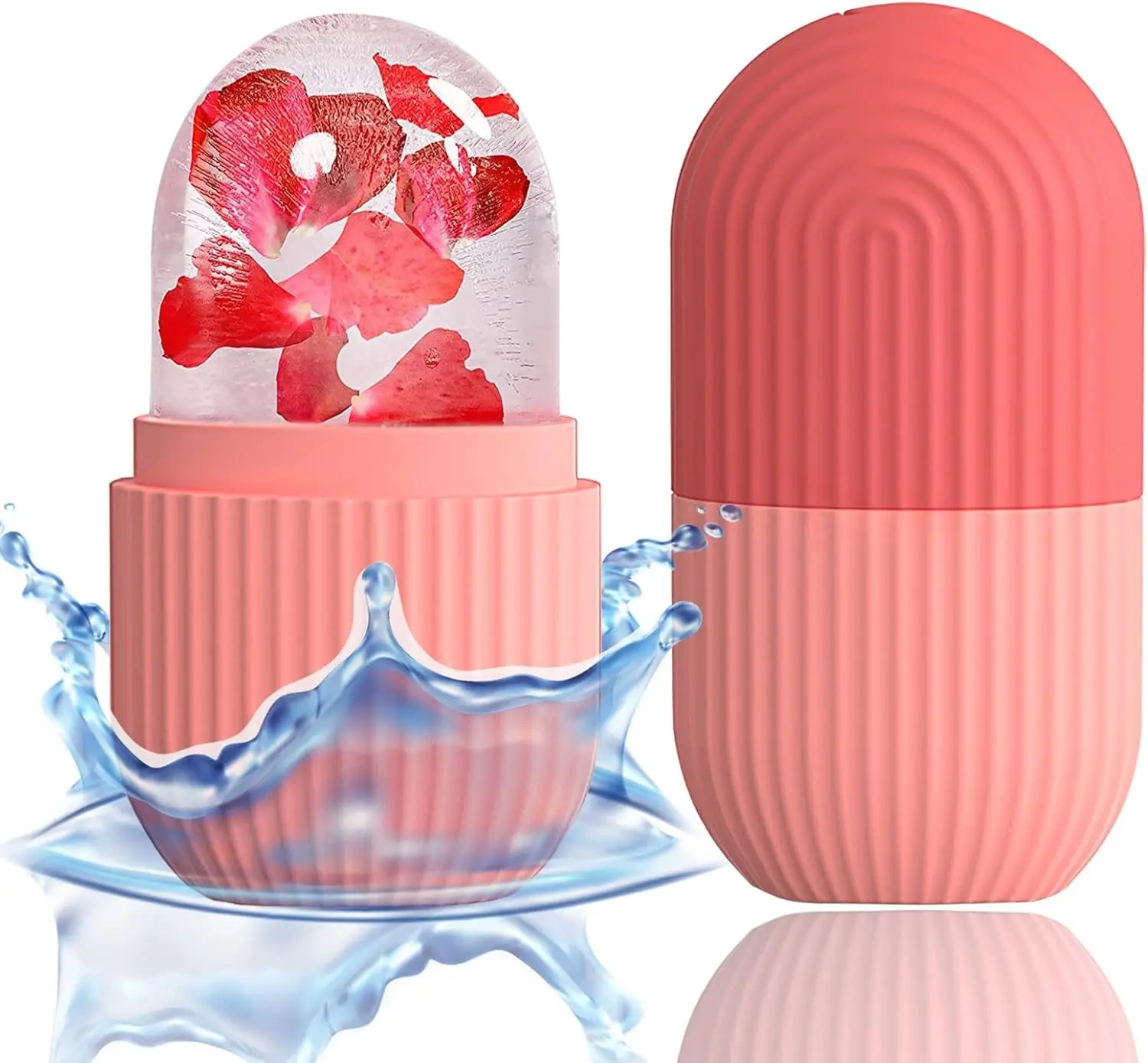 Ice Face Roller for Skin Care Reusable Silicone Ice Cube Roller for Face, Eyes & Neck, Depuffing Eye Bags, Migraine Relief, Pore Tightening & Facial Massage Tool