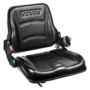 fathersdaygift VEVOR Universal Forklift Seat, Fold Down Tractor Seat with Adjustable Angle Back, Micro Switch and Retractable Seatbelt, 6.3-13.4 inch Slot Forklift Seat for Tractor Loader Excavator