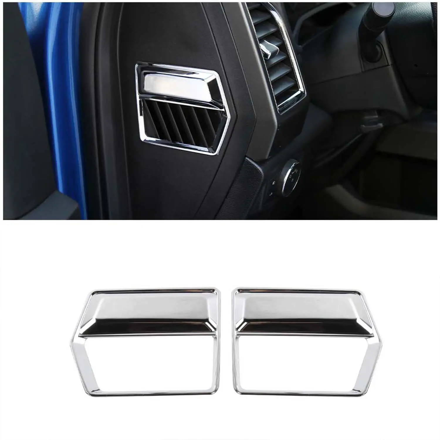 Car Interior Side Air Vent Outlet Panel Trim Cover Replacement for 2015-2020 Ford F150 Truck Accessories, High-Quality ABS Car Interior Accessory, Laser Cut, Self-Adhesive, DIY Install