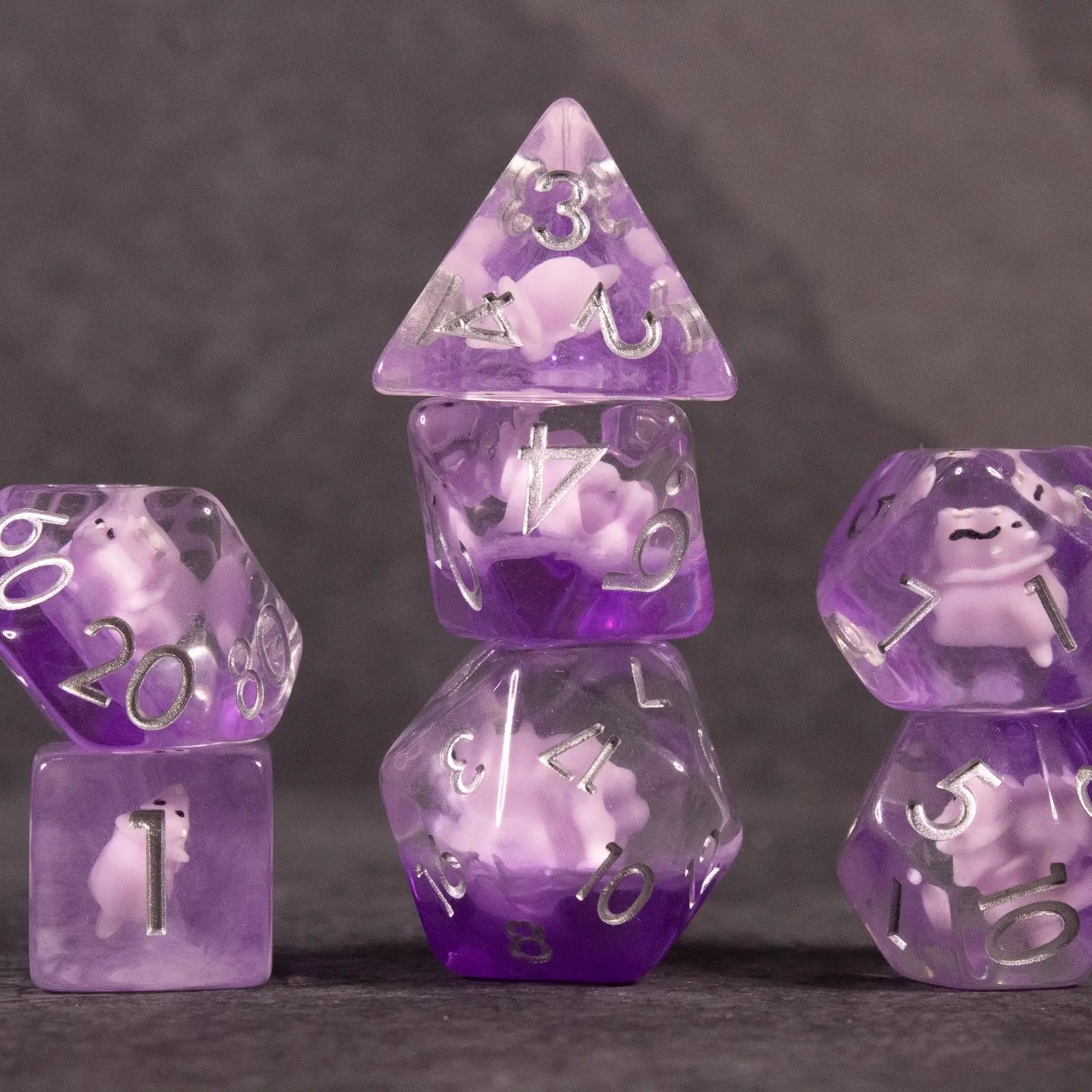 Pink Triceratops Dice Set