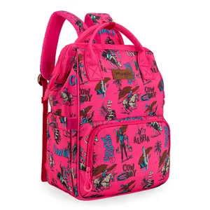 Wrangler WildWest Travel Backpack with Side Wipes Pocket, Waterproof Pocket, Large Capacity Carry On Diaper Backpack for Work, Travel, School, Hiking