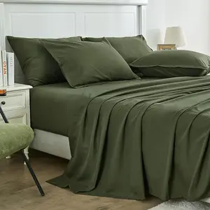 Litanika California King Comforter Set with Sheets Olive Green - 7 Pieces Bed in a Bag Beddding Sets, Solid Lightweight Reversible Bed Set with Comforter, Sheets, Pillowcases & Shams