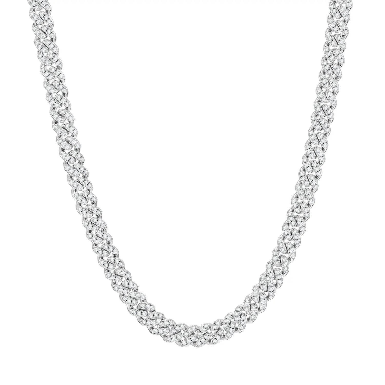 6mm Hip Hop Men's Jewelry Cuban Chain Miami Cuban Chain Ice Out 925 Sterling Silver Synthetic Moissanite Cuban Link Chain Necklace【#N4 】