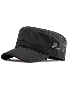 Mesh Military Cap Summer Army Hats for Men Quick Qry Short Bill Hat Cadet Cap Adjustable Hat