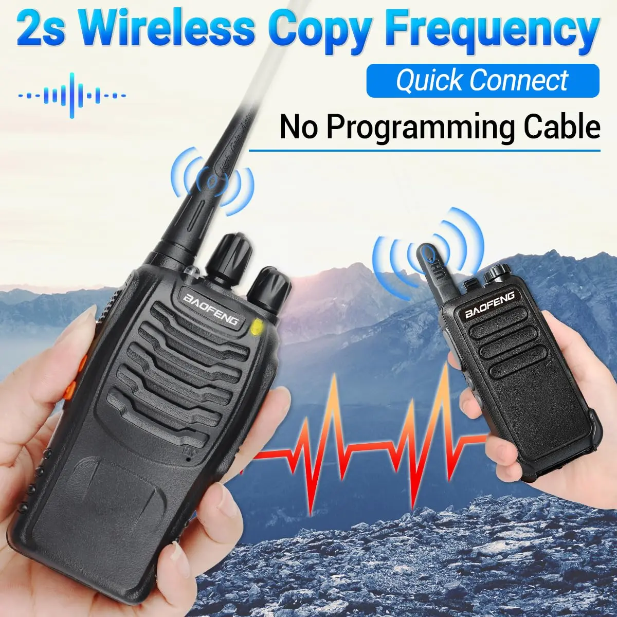 Walkie Talkies for Adults Long Range Talkie with Earpieces Rechargeable Handheld Two Way Radio USB Base Charger Walky Talky Kids Camping (Black-4Pack+Air Acoustic Earpiece),(BF-888S)