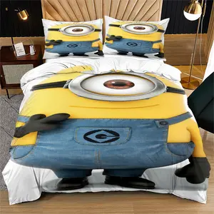 Despicable Me Pattern Duvet Cover Set, Soft And Durable Bedding Set, Contains 1 Duvet Cover And 1 Or 2 Pillowcases, Suitable For Children And Adults Daily Holiday Birthday Gifts Bedroom Decorations