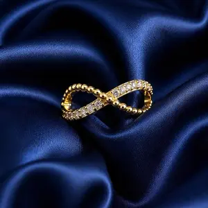 14K Gold Plated Infinity Ring | Crystal Adjustable Ring