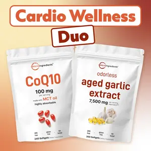 Micro Ingredients Cardio Wellness Duo Bundle: Odorless Garlic 7500mg 300 Softgels + CoQ10 100mg with MCT oil 240 Softgels Micro Ingredients Cardio Wellness Duo Bundle: Odorless Garlic 7500mg 300 Softgels + CoQ10 100mg with MCT oil 240 Softgels