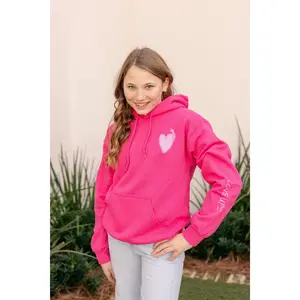 Adult Hot Pink Hoodie with Lavender Heart