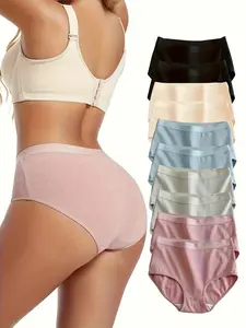 10pcs, Solid Seamless Triangle Pants, Simple And Comfortable Breathable Elastic Underwear, Women'S Underwear And Underwear