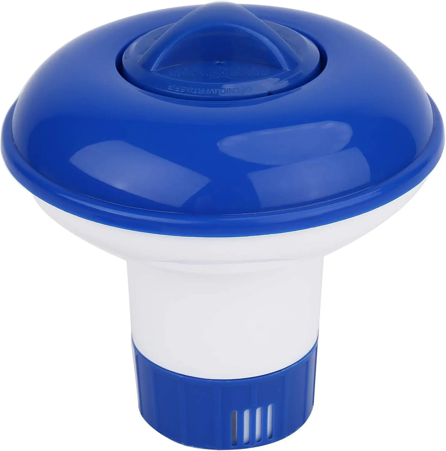 Hot Tub//Pool Chlorine Floater Chlorinator/Bromine Floater,  Floating Dispenser for Pools, 1.5 Inch Tablet Holder Automatic Tablets Floaters Blue with white 4.92*4.92*5.2inch