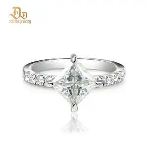 Delzzad 2ct Princess Synthetic Moissanite Compass Ring In 925 Sterling Silver Christmas Gift