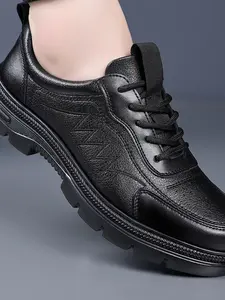 Men's Breathable Lace-Up Shoes, Thick Sole Comfort Design, Ideal for Long Standing, Secure Fit Laces, Lightweight for Daily Travel