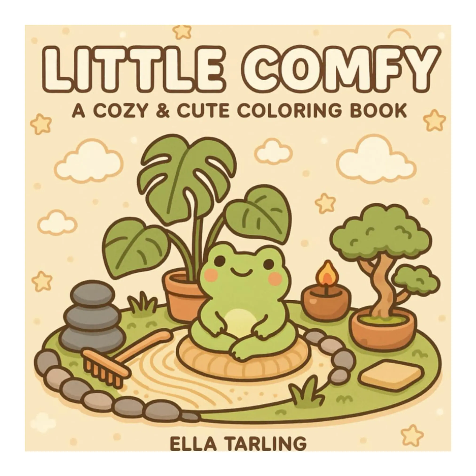 Kids' Cozy Kawaii Coloring Book - 40 Bold, Easy Designs (Frog Themes, Tiny Worlds, Wholesome Scenes) - Stress Relief Art Craft Activity Book for Kids, Coloring Books