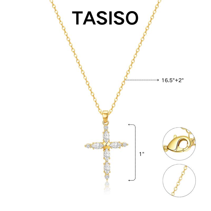 Tasiso 14K Gold-Plated CZ Cross Necklace - Faith & Elegance - Dainty Gold Chain & Sparkling Cubic Zirconia Stones - Perfect for Everyday Wear & Special Occasions Tasiso 14K Gold-Plated CZ Cross Necklace - Faith & Elegance - Dainty Gold Chain & Sparkling Cubic Zirconia Stones - Perfect for Everyday Wear & Special Occasions