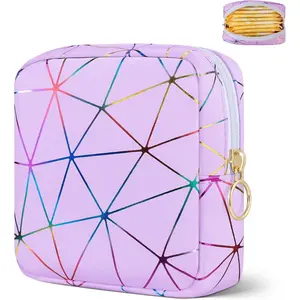 💜 Colorful Purple Leather Period Pouch| Portable Tampon/Pad Bag for Teen Girls & Women✨ Durable Lightweight Organizer Minimal Storage Organizer