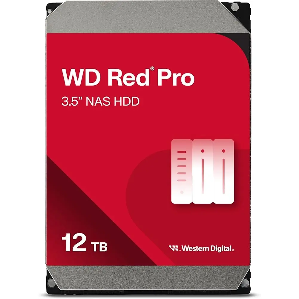 Western Digital Red Pro 12TB Capacity Internal Hard Drive - 3.5", SATA/600, WD122KFBX, High Intensity, for Enterprise Users, NAS Systems, RAID Support