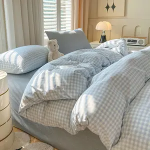 Gingham Duvet Cover Queen Size Blue White Plaid Checkered Comforter Cover Grid Farmhouse Bedding Set 3 Pcs Soft Breathable Washed Microfiber Gifts for Women Men